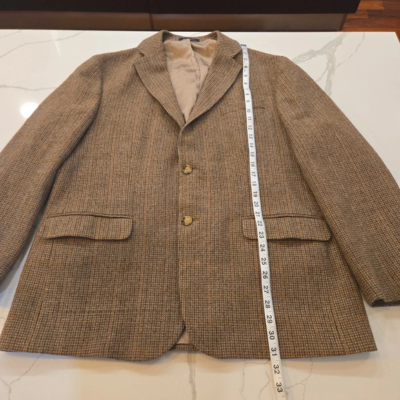 Vintage LambsWool Plaid Tweed Preppy Blazer Sports Jacket Brown Size 44 - Picture 10 of 16